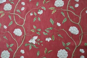 COLEFAX AND FOWLER CURTAIN FABRIC DESIGN "Snow Tree" 1.9 METRES RED 100% LINEN - Picture 1 of 7