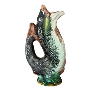Antique Staffordshire Majolica Pottery Gurgling Fish Pitcher (Forester & Sons) - Picture 1 of 11