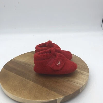 UGG Bixbee Botines Infantiles Niñas 2 Rojo Imitación Piel Invierno Bota Gancho y Lazo Foto 1 de 4