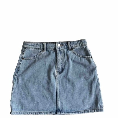 Falda Forever 21 Mujer Talla M Azul Denim Cuatro Bolsillos Mini Lavado Ligero Cintura 28" Foto 1 de 4