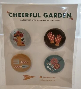 Magnets "Cheerful Garden" Set Of 4 NIP!! 1.5" - Picture 1 of 1