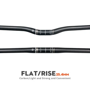 Carbon Bicycle Handlebars 25.4mm Mtb Folding Bike Flat Bar Riser Bar 480-700mm - Picture 1 of 13