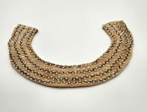 Vintage 1940s Ohrbach's Sequin & Faux Pearl Jabot, Choker, Collar, Bib 16"x2" - Picture 1 of 4