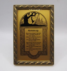 Vintage Art Poem Mini Framed Somebody's Always In My Mind 6 X 4 - Picture 1 of 8