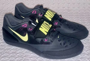 NIKE Rotational 6 Dk Grey Black Yellow Throwing Discus Shot Hammer Shoes Mens 10 - Picture 1 of 9