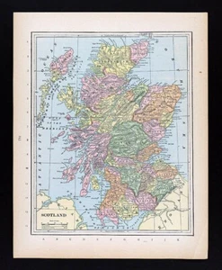1894 Cram Map Scotland Edinburgh Glasgow Aberdeen Dundee Loch Ness Inverness - Picture 1 of 4