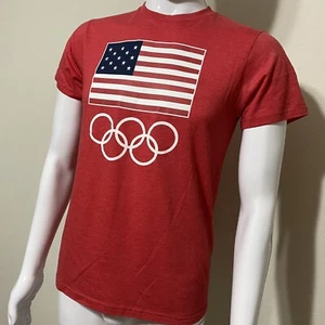 Rare NWOT 2-Sided USA Olympics Team Apparel Red Thin Soft T-Shirt • Men’s Small - Picture 1 of 12