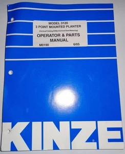Kinze 3120 3-Point Mounted Planter Operators / Parts Manual Vertical Folding - Picture 1 of 1