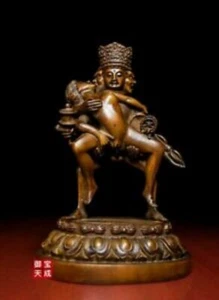 Estatua de Buda Feliz Yab-Yum Mandkesvara tallada en madera de boj de 6 - Imagen 1 de 9
