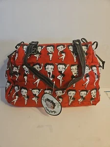 Betty Boop 2008  Red Shoulder Purse With Faux Leather Straps And Draw Strings - Picture 1 of 3