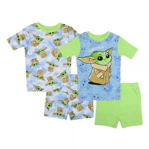 The Mandalorian Baby Yoda - 2 Tops & 2 Shorts Pajama Set - Size 8 - Picture 1 of 11