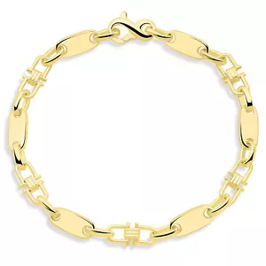 Plattenarmband 6mm 585er Vergoldet Karabiner Damen Herren 14 Karat Goldarmband - Bild 1 von 50