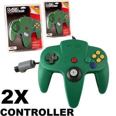 2x TTX Tech N64 GREEN Classic Controller MODEL : NXN64-935 (849172003798)- [F06] - Image 1 of 2