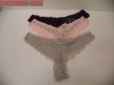Honeydew Intimates Women's Black/Blush/Silver 3-Pack Lace Thongs L 889945104208 - Image 1 of 4