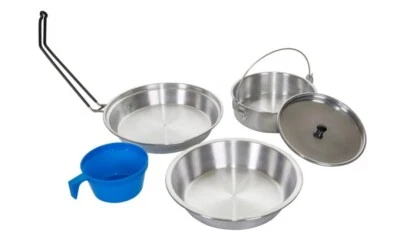 STANSPORT 5 PC ALUMINUM COOK SET POTS PANS SET OUTDOOR CAMPING COOKWARE (250-P) - Image 1 of 4