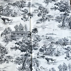 Vtg Home Collections Black White Toile Fabric 56 In X 72 In Madison Ave Designs - Picture 1 of 3