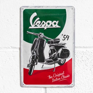 Letrero de pared de garaje de metal clásico italiano Vespa 59 de 30 cm placa de estaño mercancía artística - Imagen 1 de 3