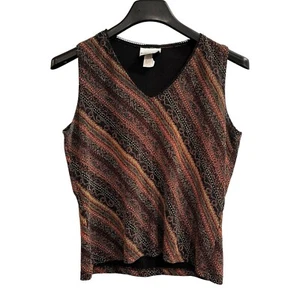 Vintage Fashion Bug Top Women XL Metallic Mixed Pattern Sleeveless Y2K 90s Retro - Picture 1 of 6