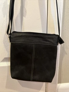 Le Donne Leather Collection Black Flap Crossbody Shoulder Bag Handbag Purse - Picture 1 of 9