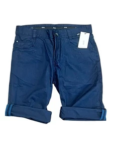 HUGO BOSS BOY'S XS 12 BERMUDA SHORTS NAVY BLUE ROLL CUFF COTTON POPLIN NWT $128 - Picture 1 of 17