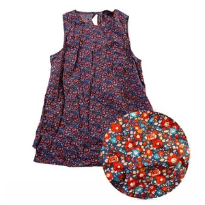 J Crew Red Blue Liberty Floral Print Tank Top Wmns XS Preppy Work Office Career - Picture 1 of 11