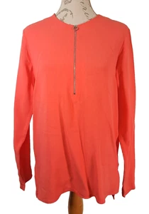 STELLA McCARTNEY Arlesa Half Zip Top Long Sleeve in Coral Peach Women's Size 42 - Picture 1 of 19