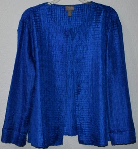 Chico's 1=M Blue Crinkle Jacket Topper Lightweight EASY WEAR Stretch Shimmer Top - Picture 1 of 19