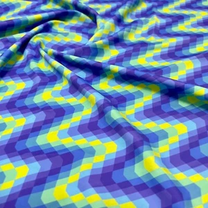 Swimwear Fabric Spandex Stretch / Abstract Blue Print By Yard - Picture 1 of 5