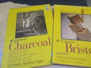 Lot of 2 Strathmore NEW Drawing Pads Charcoal & Smooth Bristol 9" x 12" 32 / 20 - Picture 1 of 1