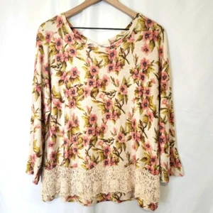 Disney X LC Lauren Conrad Damen Blumen Top Gr. L Rosa Kirschblüte MÄNGEL - Bild 1 von 11