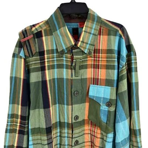 Massive Revolution Multicolor Plaid Pattern Long Sleeve Button Up Shirt Mens XL - Picture 1 of 10