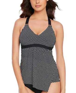 Magicsuit Lichtenstein Dot-Print Carly Underwire Tankini Top - 8 - Black - Picture 1 of 3