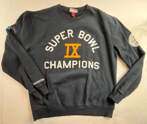Mitchell & Ness Pittsburgh Steelers Black Sweatshirt Super Bowl IX Champions XL - Picture 1 of 7