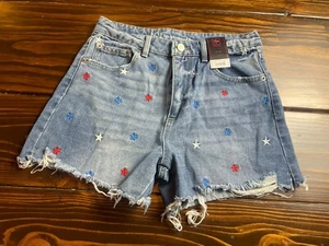 No Boundaries Jean Shorts, Women's 7, Blue, Denim, High Rise, Cut Off, Patriotic - Picture 1 of 10