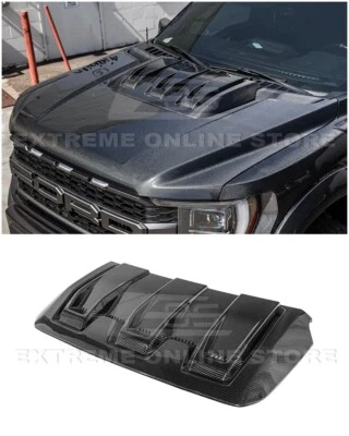 For 21-Up Ford F-150 Raptor | Factory Style Carbon Fiber Front Hood Vent Cover - Image 1 of 4