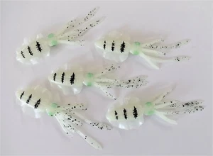 5.5" Soft Plastic Squid Bait Wobbler Glow & Black Saltwater Fishing Lures - Picture 1 of 2