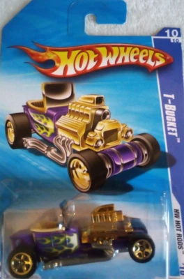 2010 Hot Wheels #148 HW Hot Rods 10/10 T-BUCKET Purple w/Gold 5 Spoke Wheel - Image 1 of 2