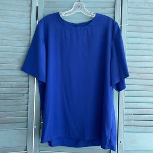Sara Stephen Blouse Shirt ~ Sz XL ~ Blue ~ Short Sleeve - Picture 1 of 3