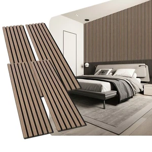 4PCS Acoustic Wood Wall Panels Sound Absorbing Panels 47.2x12.2 Brown Walnut - Picture 1 of 9