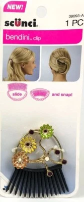 Scunci Bendini w/ Flower Snap Comb Hair Clips - Slide & Snap 39093-A - Image 1 of 2
