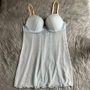 Gilligan & O'Malley Babydoll Slip Womens Size Medium Light Blue Sheer Lingerie - Picture 1 of 8