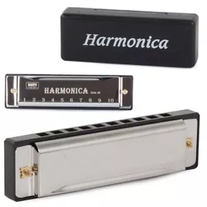 Armonica a bocca musica blues folk resina metallo in DO 10 fori con custodia - Foto 1 di 6