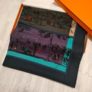 HERMES Carre 140 A L'OMBRE DES BOULEVARDS Cashmere Silk Wrap Shawl 140cm w/box - Picture 1 of 24