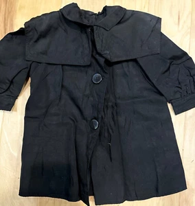 Victorian Antique Baby Child Doll Jacket Black Silk Large Collar READ - Picture 1 of 11