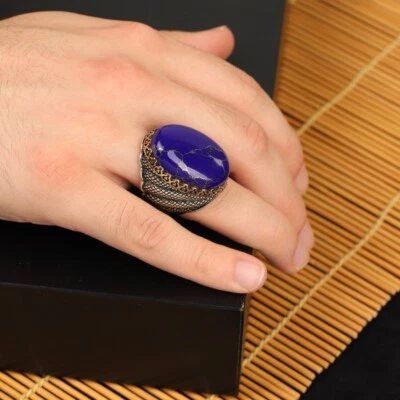 Jewelry Pit - 925 Sterling Silver Lapis Lazuli Ring - Gemstone Statement Ring - Image 1 of 4