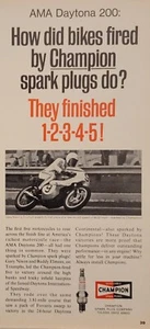1967 Champion Spark Plug Print Ad Gary Nixon Triumph - Picture 1 of 1