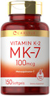 Vitamin K2 MK7 100mcg | K2 MK7 | 150 Softgels | Gluten Free | by Carlyle
