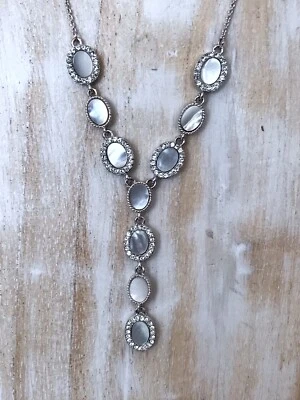 Mulheres, s mãe do colar de pérola 18-20 polegadas ajustável comprimento prata chapeado - Imagem 1 de 3