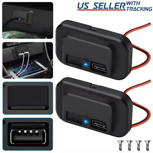 2pcs Dual USB Port Car Fast Charger Socket Power Outlet Panel Mount Waterproof - Picture 1 of 12