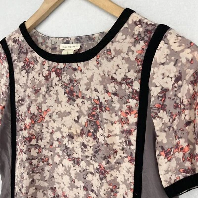 CLUB MONACO платье 0 шелк цветочный Shift круглый вырез короткий рукав с подкладкой розовый - Изображение 1 из 4